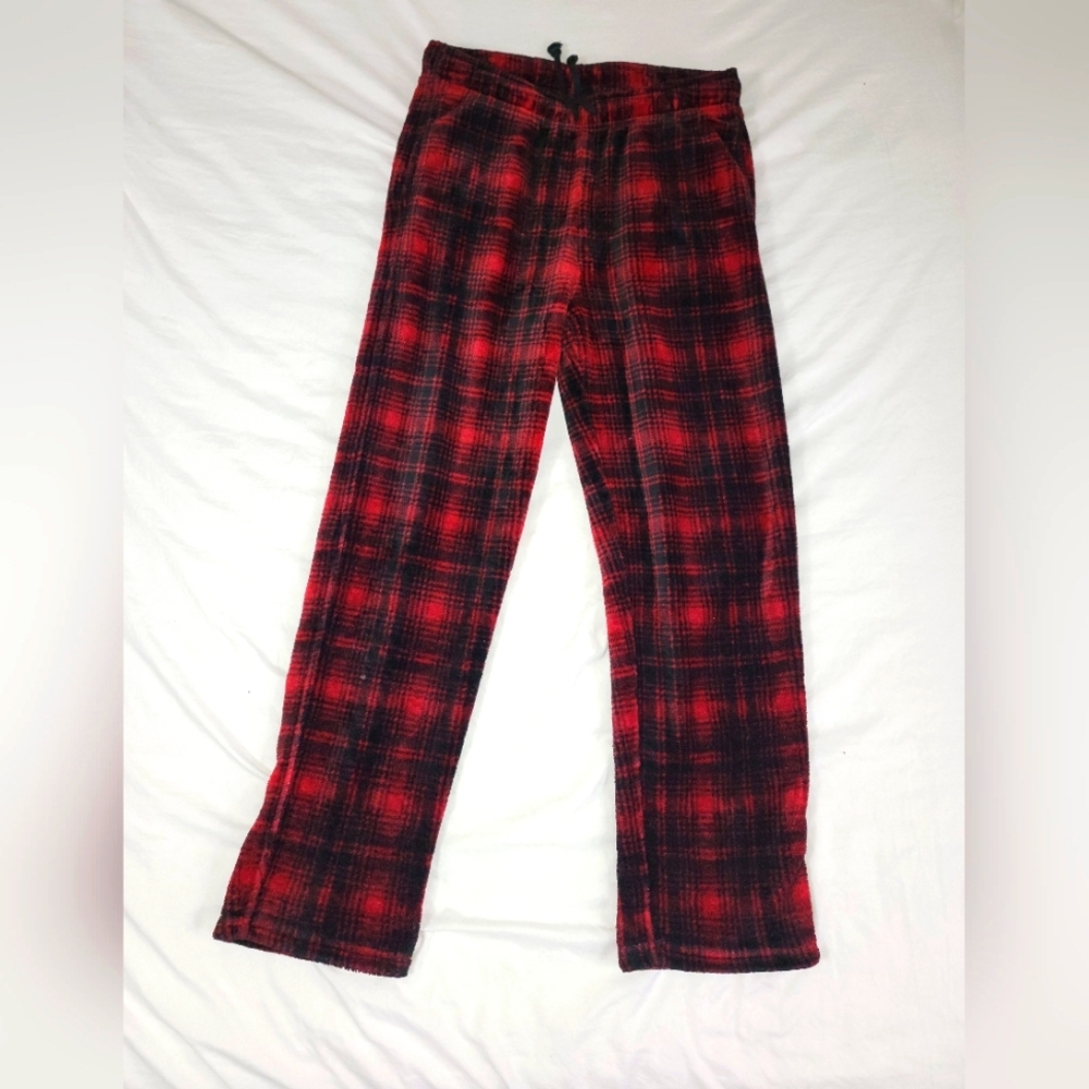 Mens Fluffy Pajama Plaid pants
